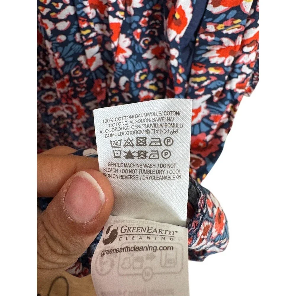 Boden Dress Womens 16/18 Long Navy Red Floral Smocked Fit & Flare Midi - Picture 6 of 9